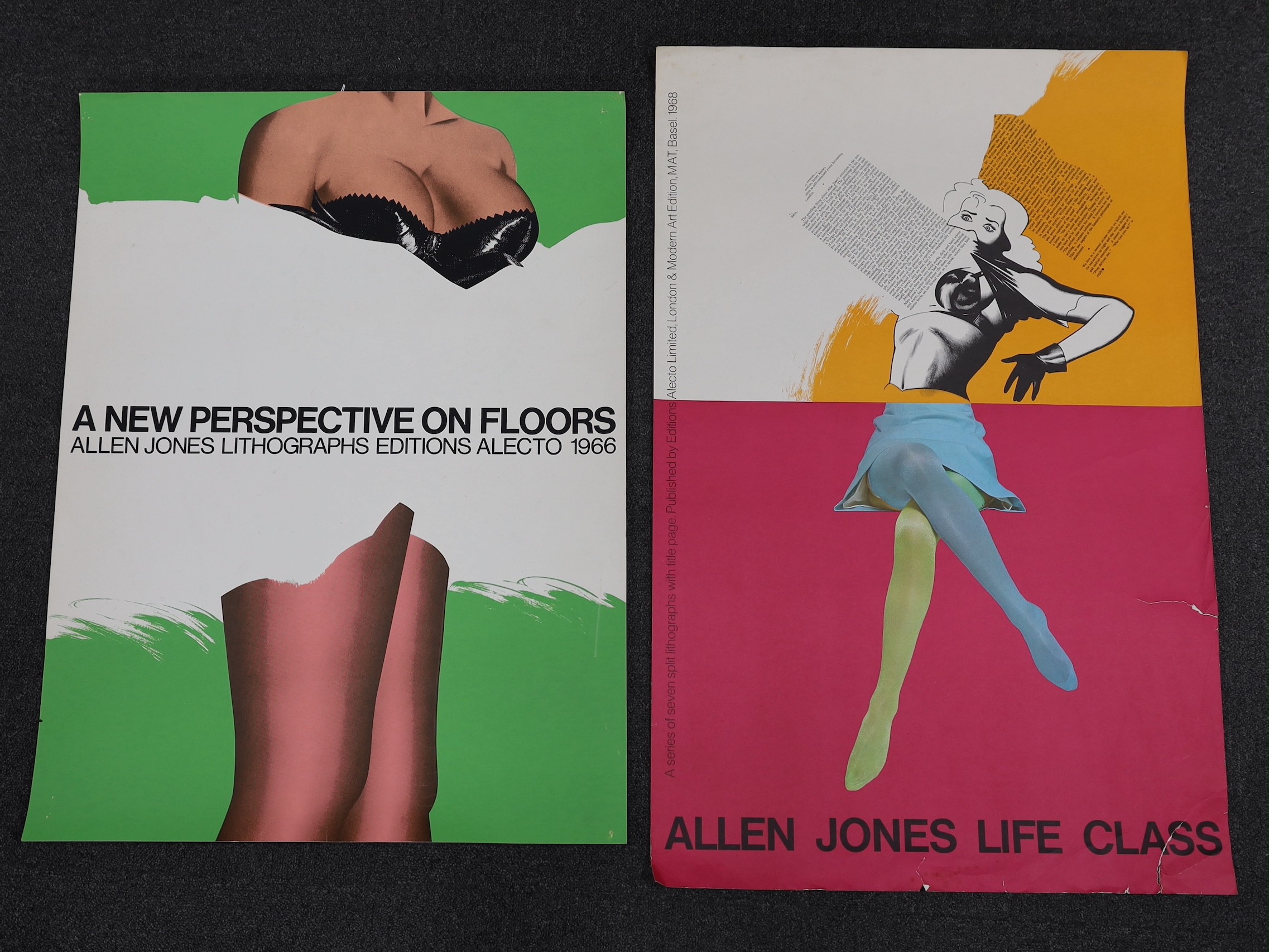 Allen Jones R.A. (b.1937), two offset lithographs, posters for A New Perspective on Floors, 76 x 57cm & Life Class, 85 x 55cm.